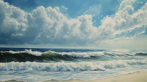 Peaceful Seascape with Rolling Waves