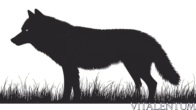 Monochrome Wolf Silhouette AI Image