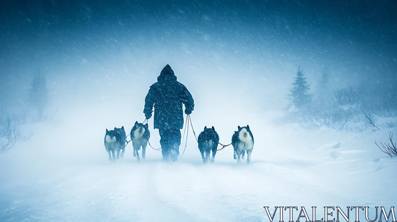 Winter Journey with Sled Dogs AI Image