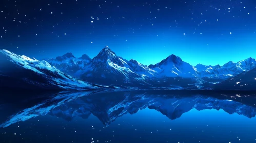 Snowy Peaks Mirrored in Calm Waters