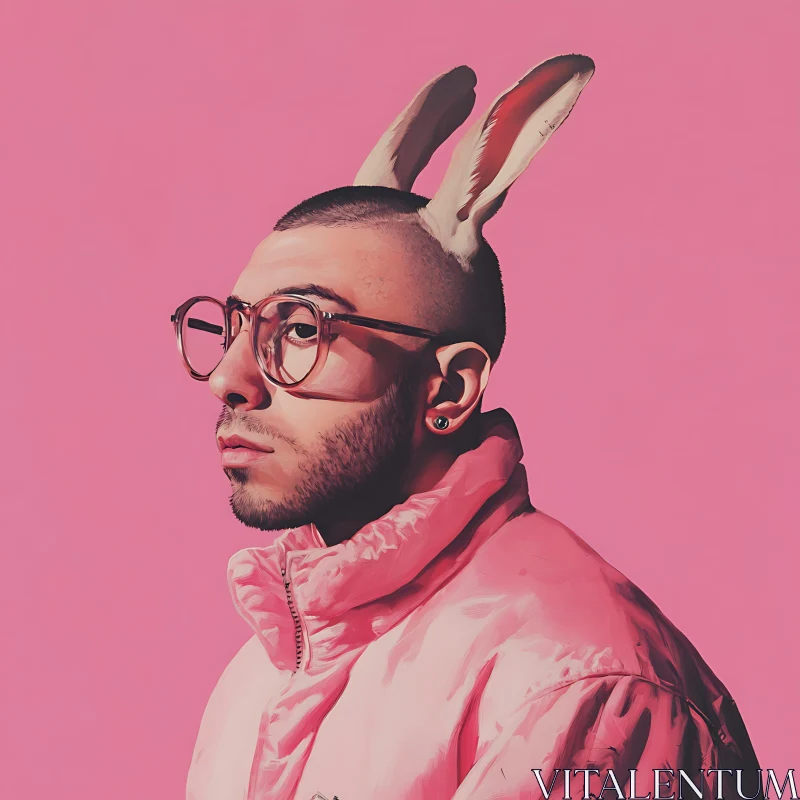 Whimsical Pink Portrait AI Image