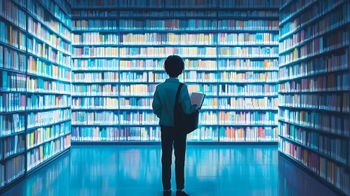 Vast Library with Person