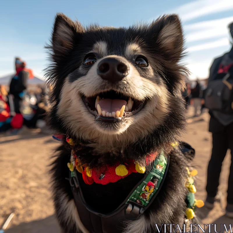 Cheerful Dog Portrait in Sunlit Environment AI Image