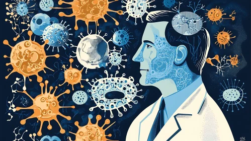 Medical Research: Scientist and Virus Cells