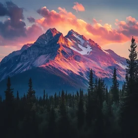 Mountain Peaks at Sunset