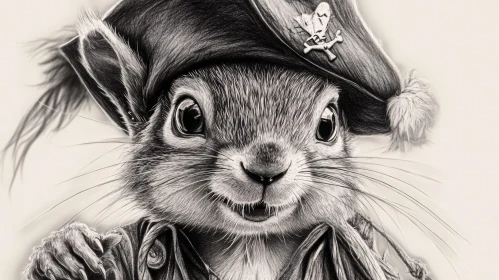 Monochrome Squirrel Pirate Artwork