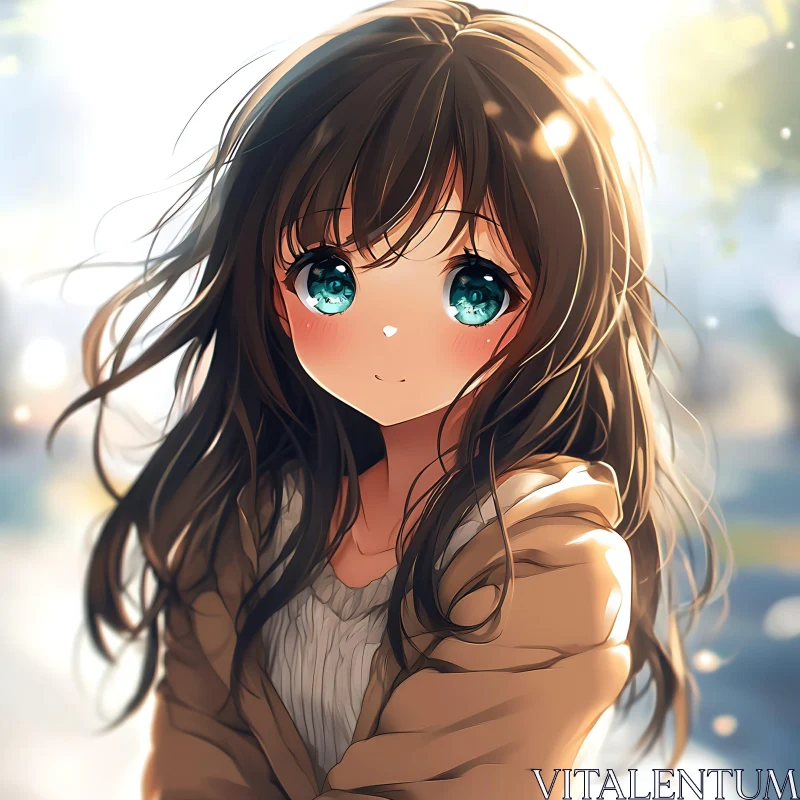 Gentle Anime Portrait of a Cute Girl AI Image