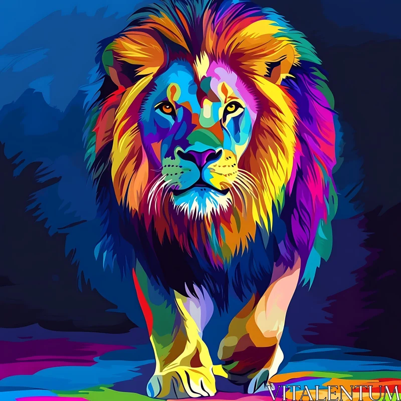 AI ART Rainbow Lion Artwork