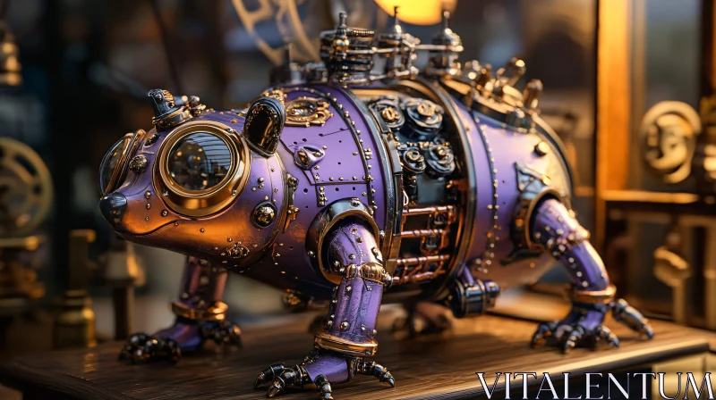 AI ART Intricate Steampunk Bear-Like Robot