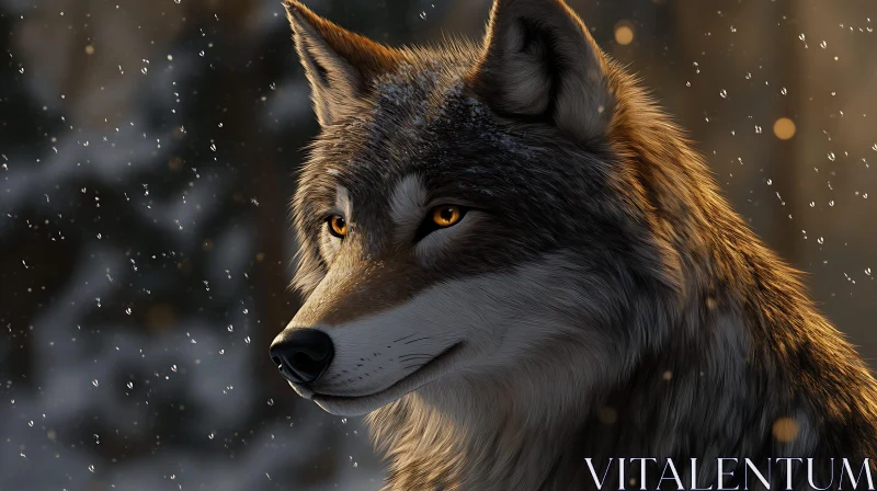 AI ART Winter Wolf Close-Up