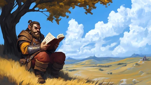 Fantasy Character Enjoying Book Outdoors