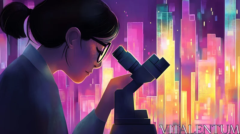 AI ART Woman Scientist and Microscope