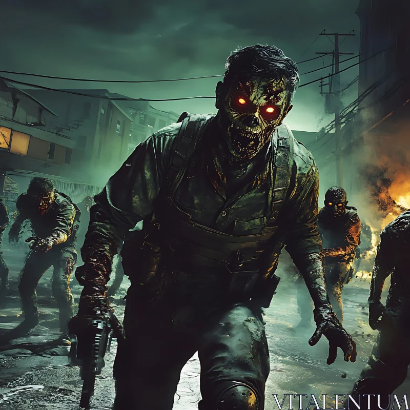 AI ART Zombie Horde in Post-Apocalyptic City