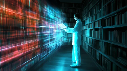 Glowing Book in the Library