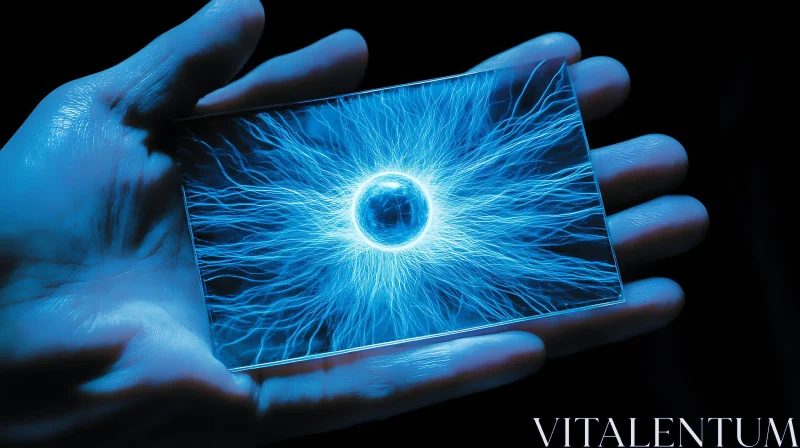 Hand Holding Plasma Energy Display AI Image