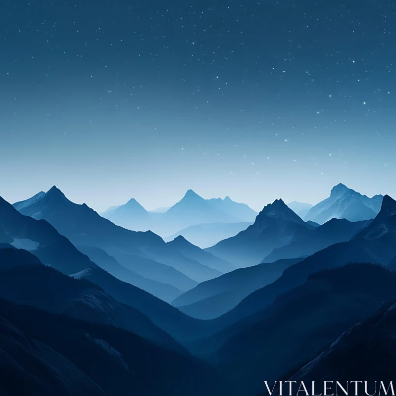 AI ART Serene Mountain Landscape at Night