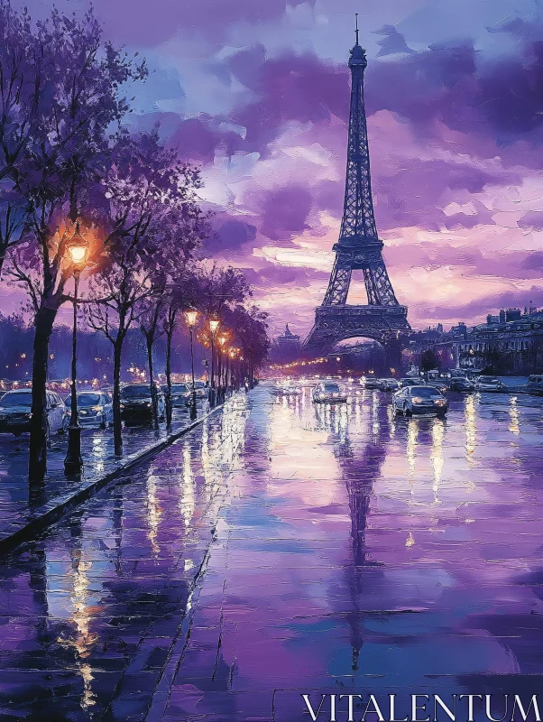 AI ART Eiffel Tower at Dusk
