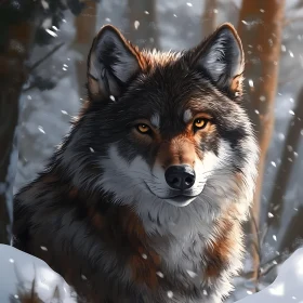 Winter Wolf in Snowy Forest