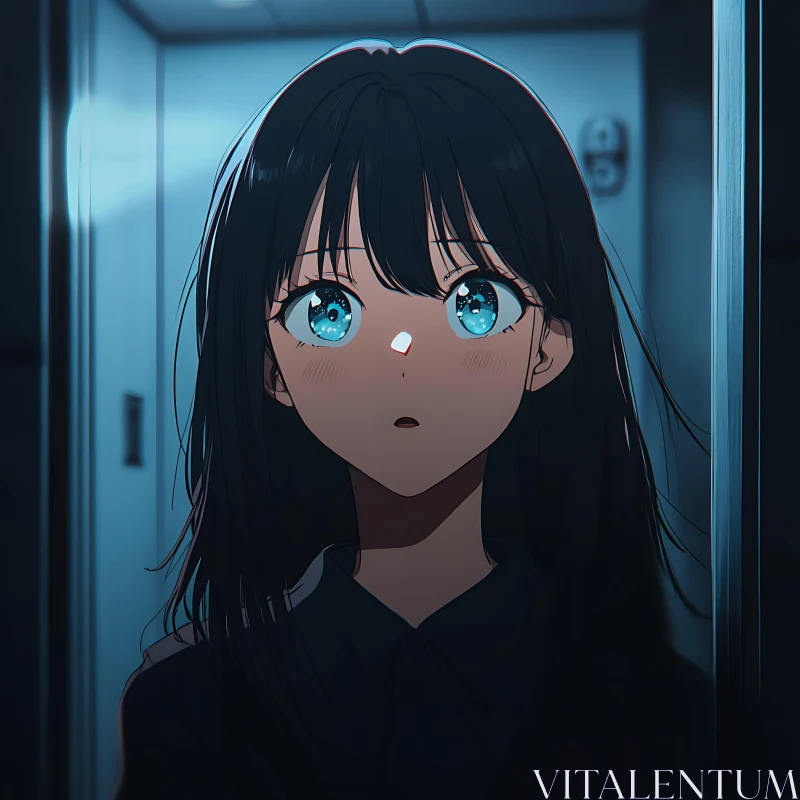 Surprised Anime Girl in Mysterious Scene AI Image