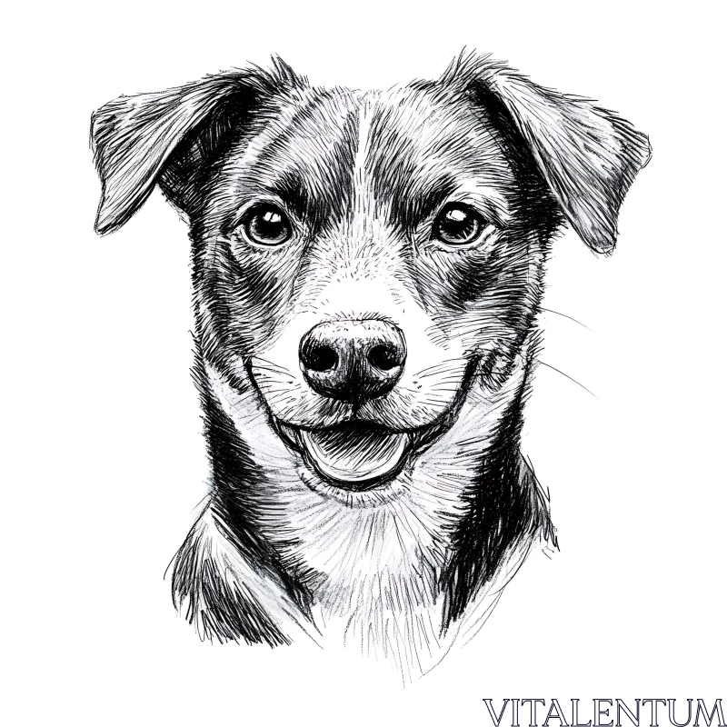 Expressive Dog Sketch in Black and White AI Image