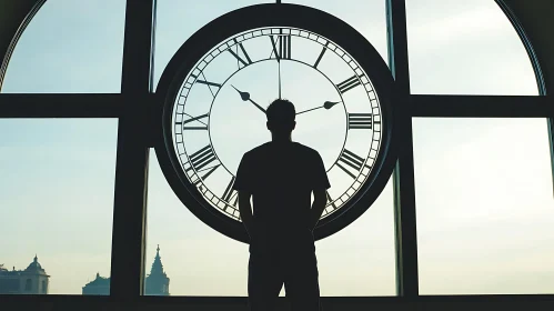 Silhouette at the Clock Window