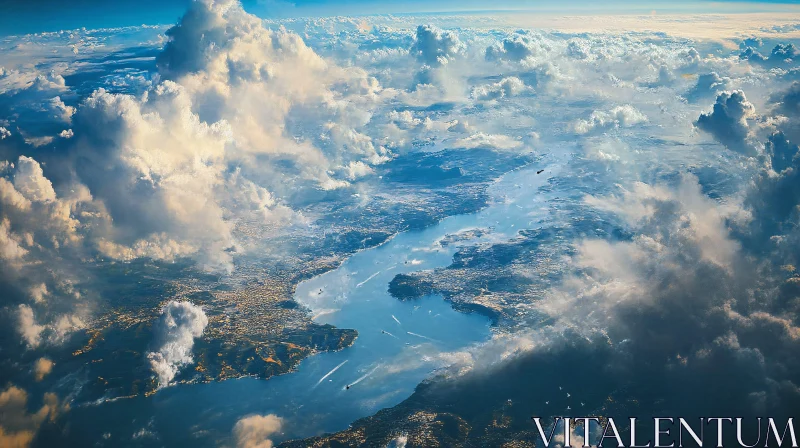 Cloudscape over the River AI Image