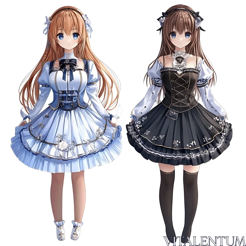 Elegant Anime Lolita Dresses AI Image