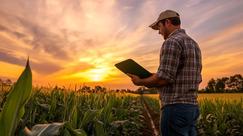 Agricultural Field at Sunset