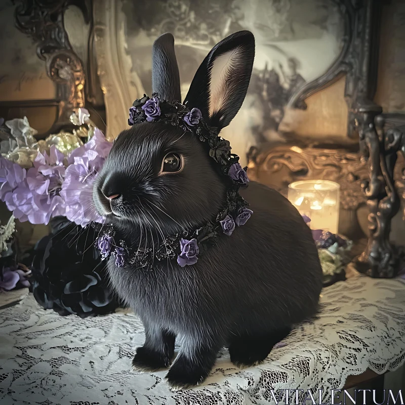 Bunny with Flowers AI Image