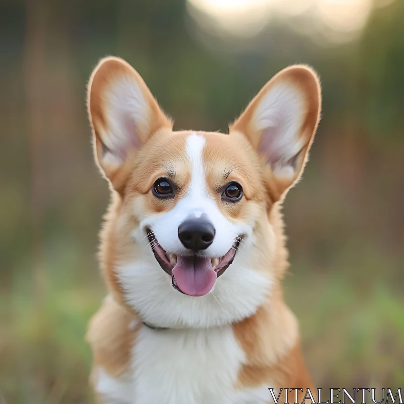 Happy Corgi Close-Up Portrait AI Image