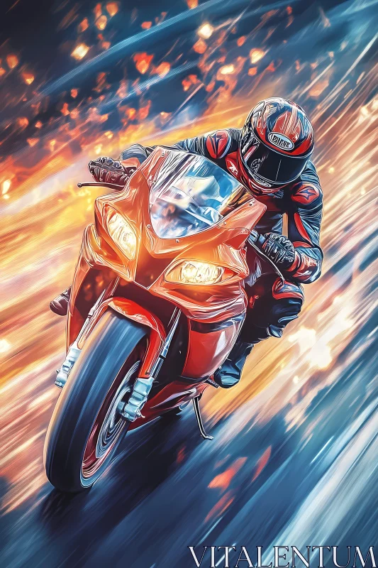 AI ART High-Speed Motorcycle Adventure at Sunset