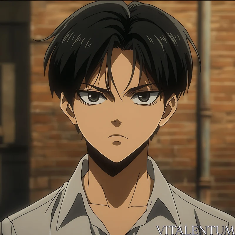 Anime Portrait of a Serious Young Man AI Image