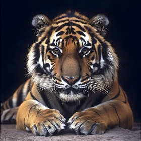 Resting Tiger: An Intense Gaze