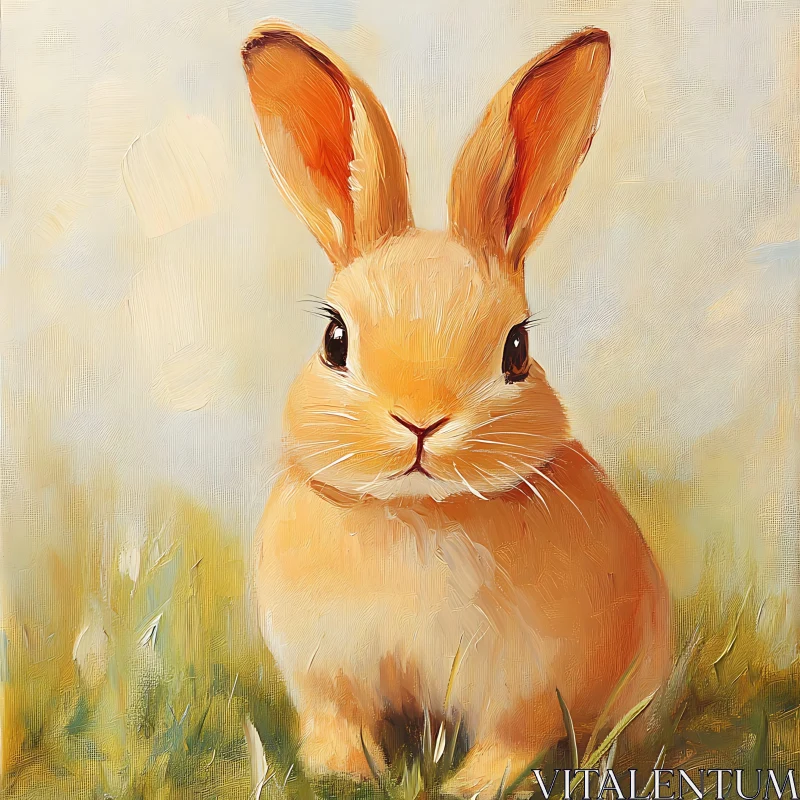 Gentle Bunny in Meadow Artwork AI Image