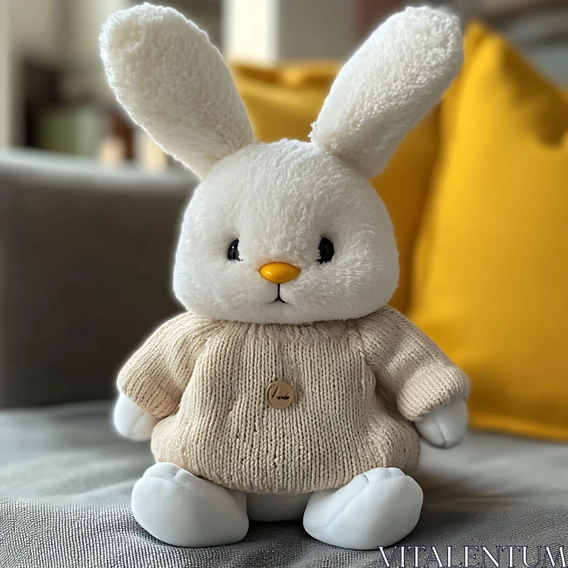 Cute Bunny Doll in Cozy Outfit AI Image