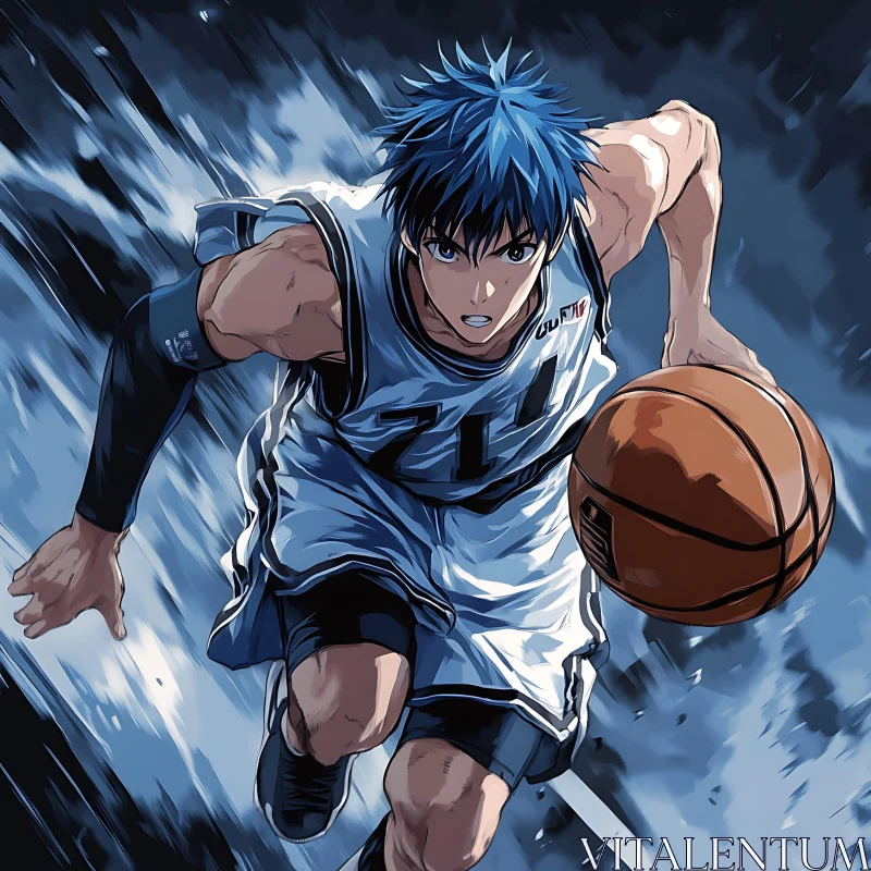 Anime Character Dribbling Basketball AI Image