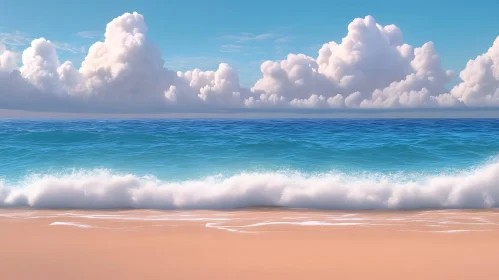 Calm Ocean Scenery with White Clouds