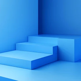 Monochromatic Blue Stairs in Abstract Art