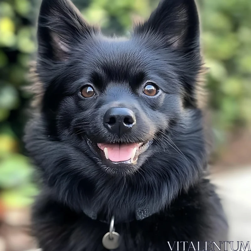 Black Dog Smiling Close-Up AI Image