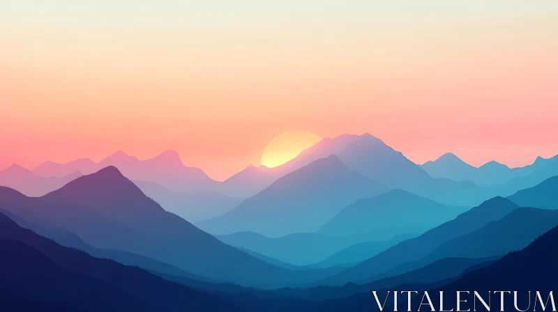 Mountain Range at Sunrise AI Image