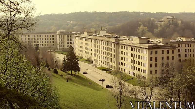 Architectural Marvel in a Natural Setting AI Image