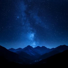 Night Sky Over Mountain Peaks