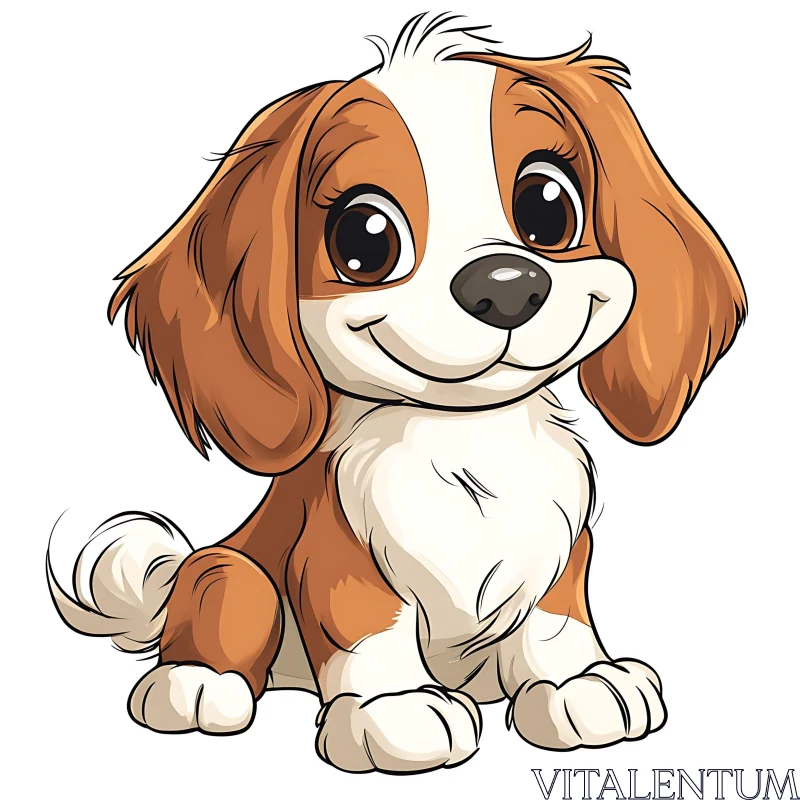 Cheerful Cartoon Puppy with Big Eyes AI Image