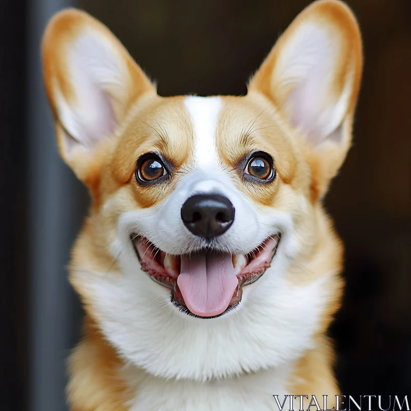 Happy Corgi Portrait AI Image