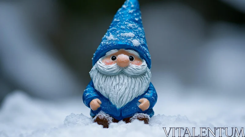 AI ART Blue Gnome Winter Figurine