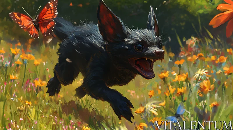 AI ART Whimsical Creature Enjoying a Springtime Field