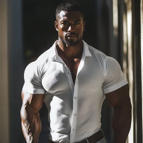 Muscular Man in White Shirt