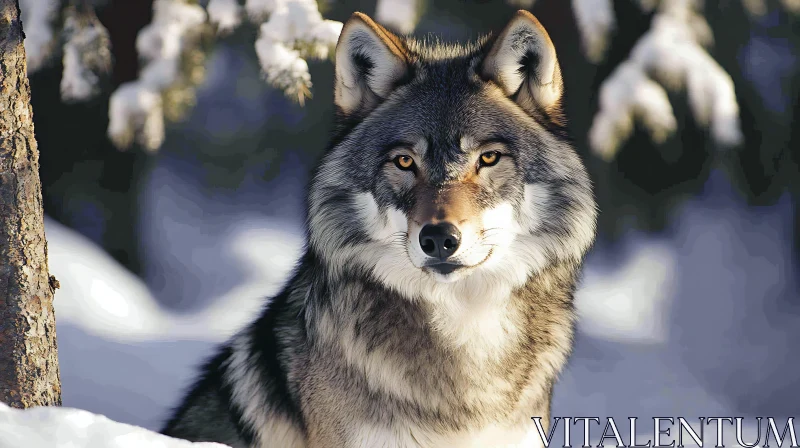 Winter Wolf Stare AI Image