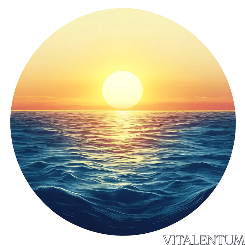 Tranquil Ocean Sunset Art AI Image