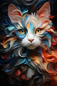 Colourful Abstract Art of Cat's Face